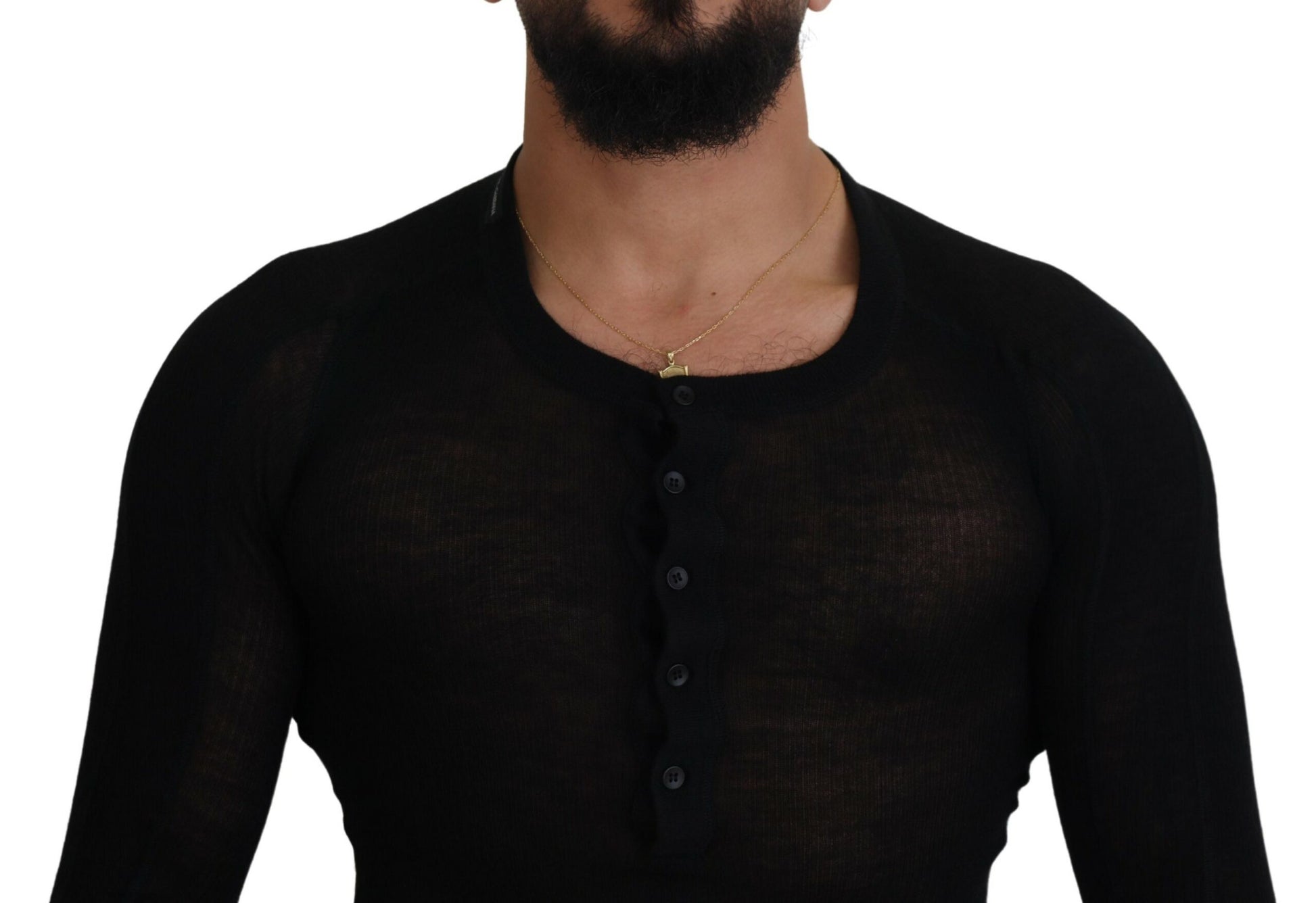 Man wearing black shirt with mesh back