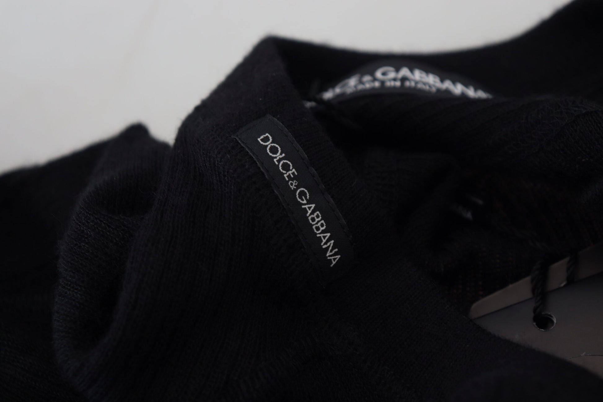 Black sock with white label