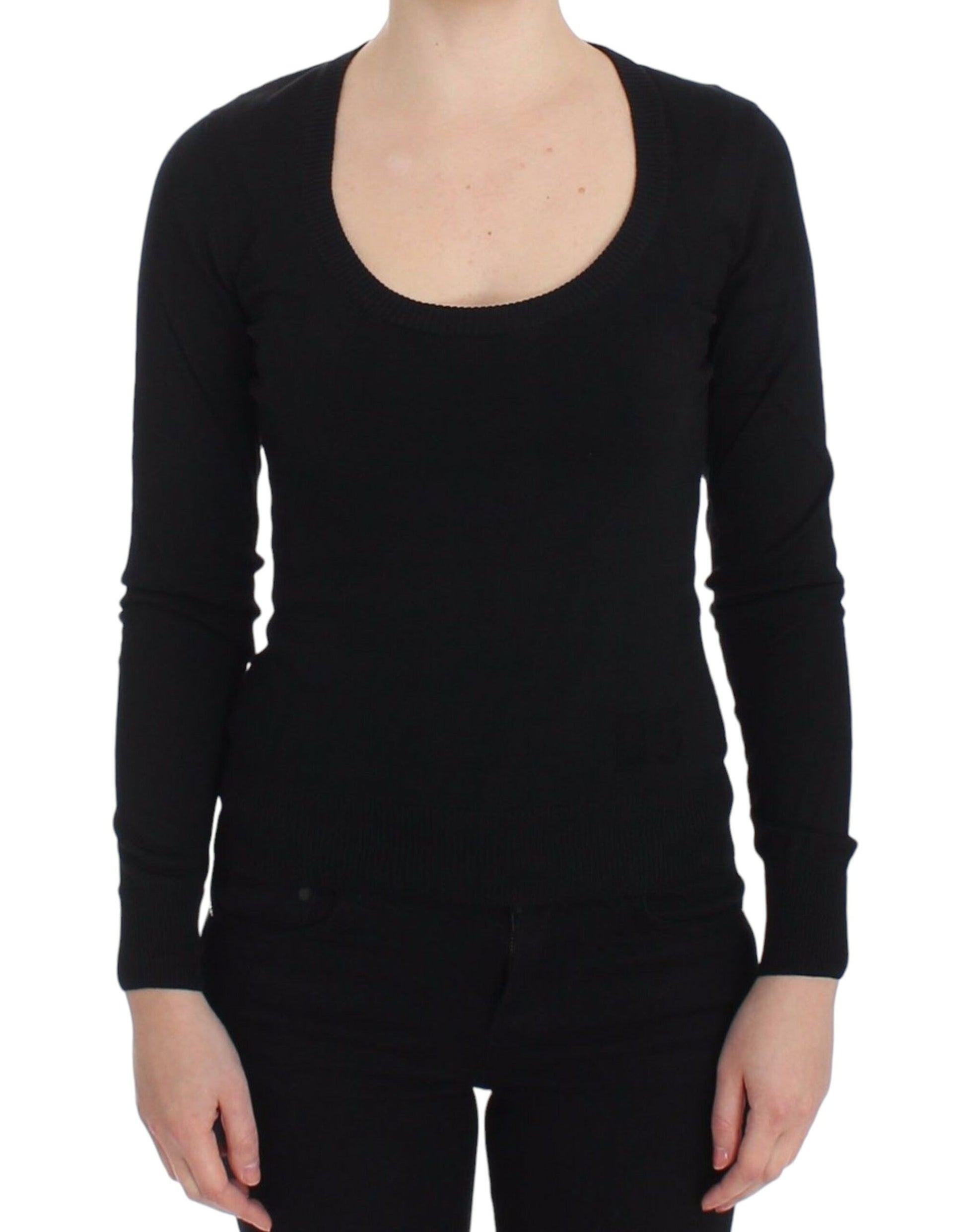 Black long sleeve top on a woman
