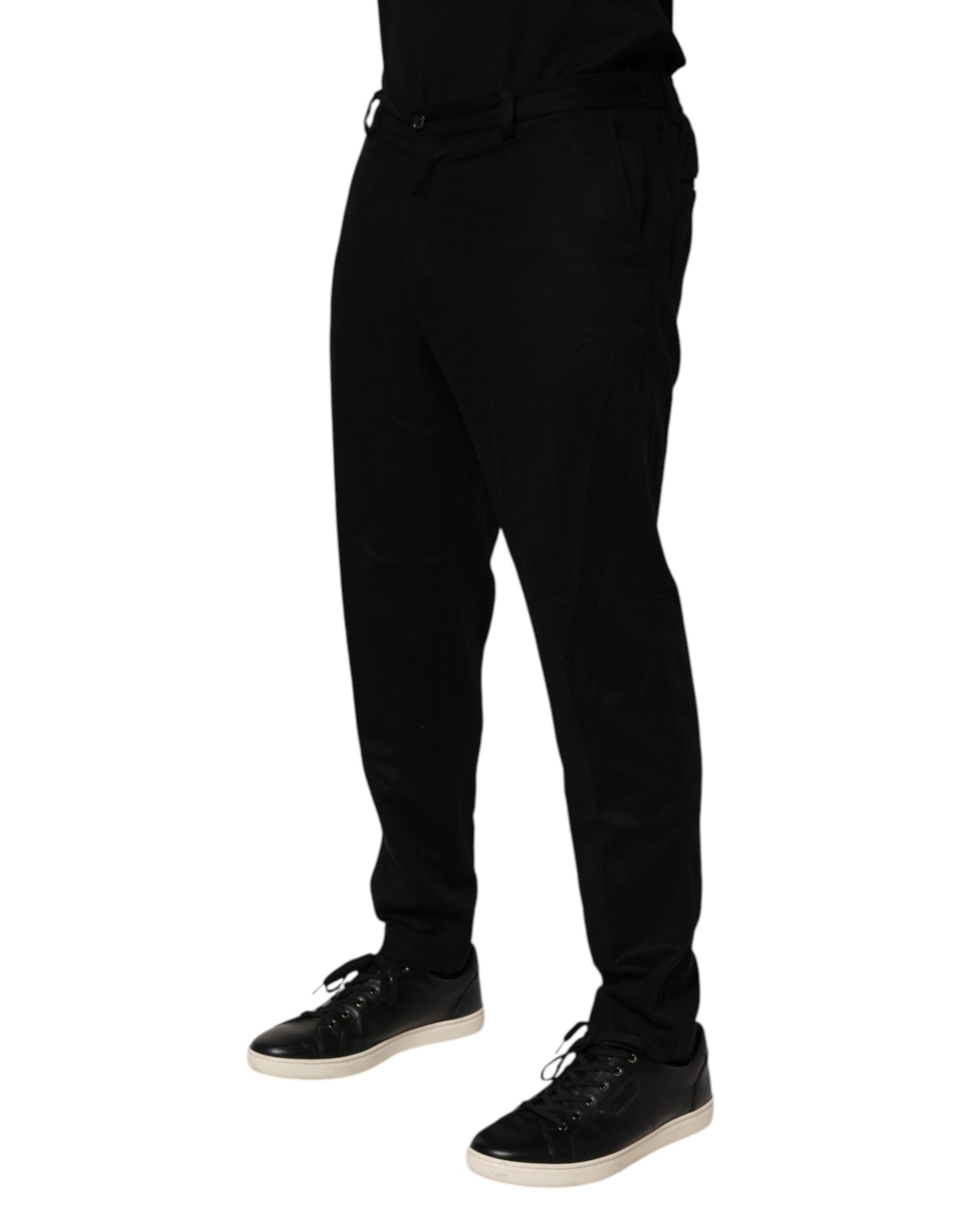 A pair of black cashmere dress pants from the brand Dolce & Gabbana. They are designed to be formal and featu