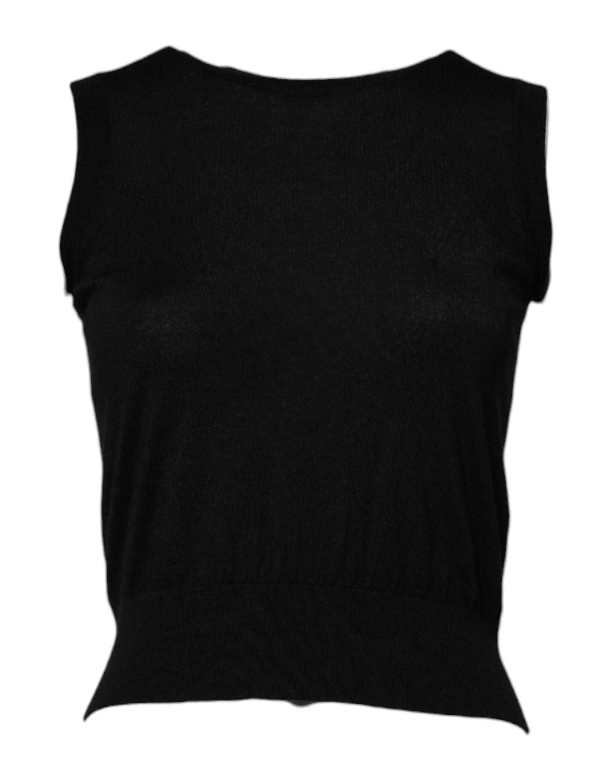 Black sleeveless top with textured pattern