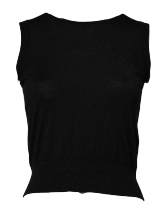 Black sleeveless top with textured pattern