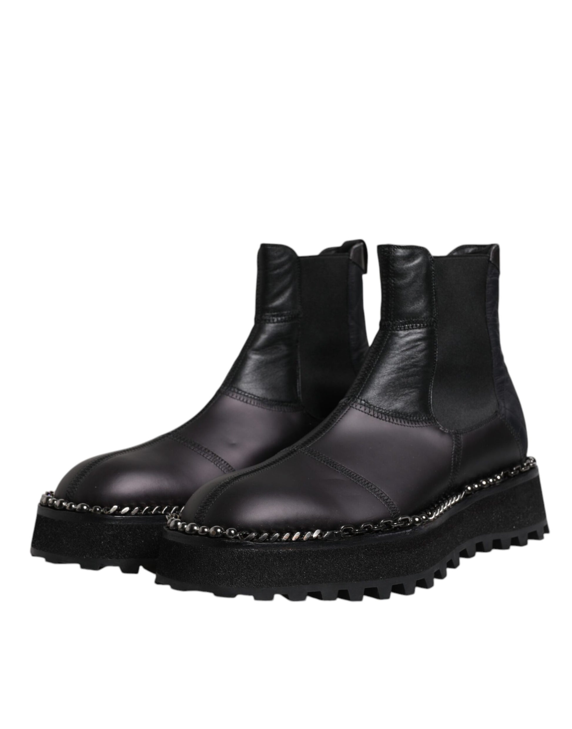 Pair of black boots with silver studs