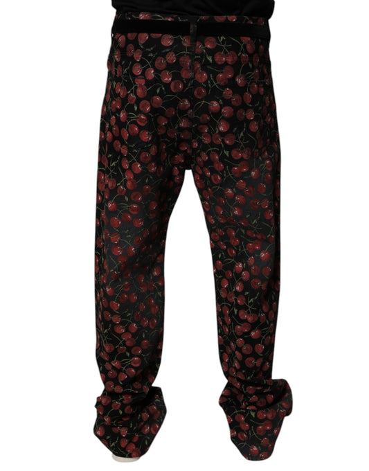 Red floral patterned pajama pants