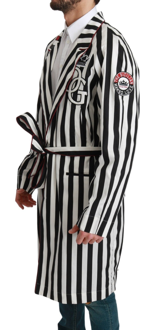Black and white striped robe with hood