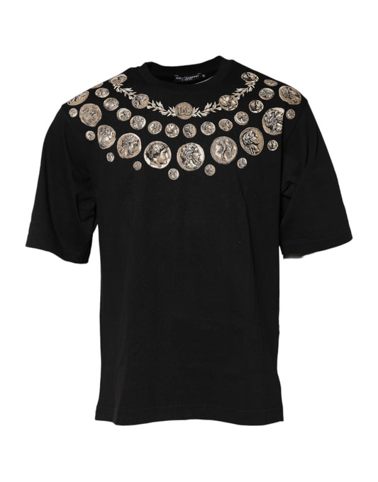 Black shirt with gold embroidery on front