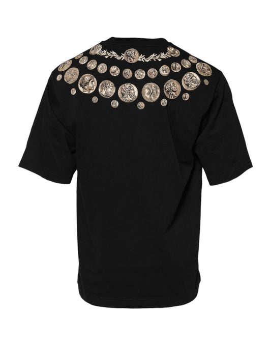 Black shirt with gold sequins on back