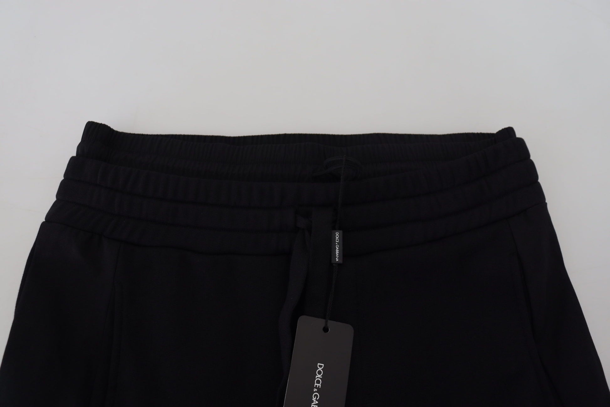 Black athletic shorts with elastic waistband