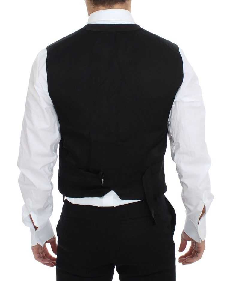 A black vest with a cotton blend fabric, designed by Dolce & Gabbana