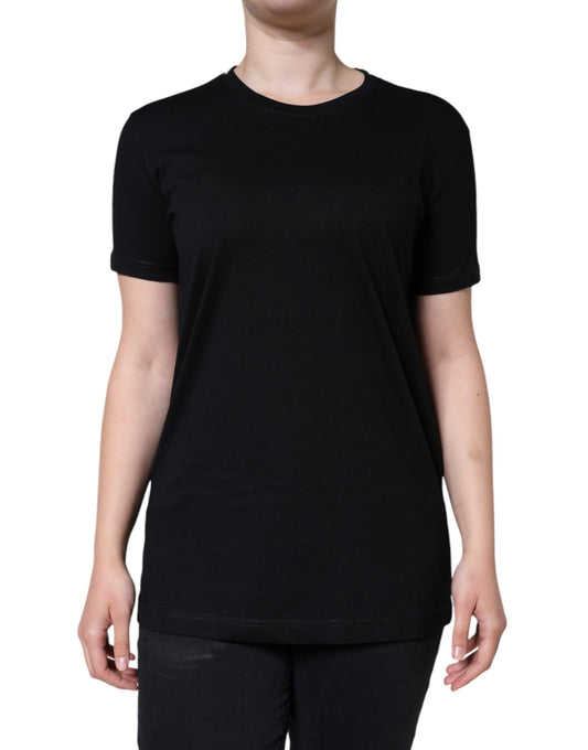 Black short sleeve t-shirt on a person