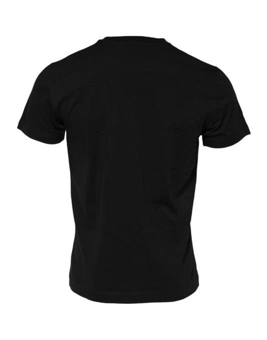 Black t-shirt with horizontal stripes on back