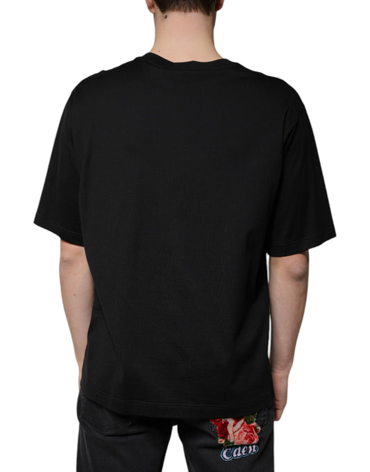 Black t-shirt with horizontal stripes on back