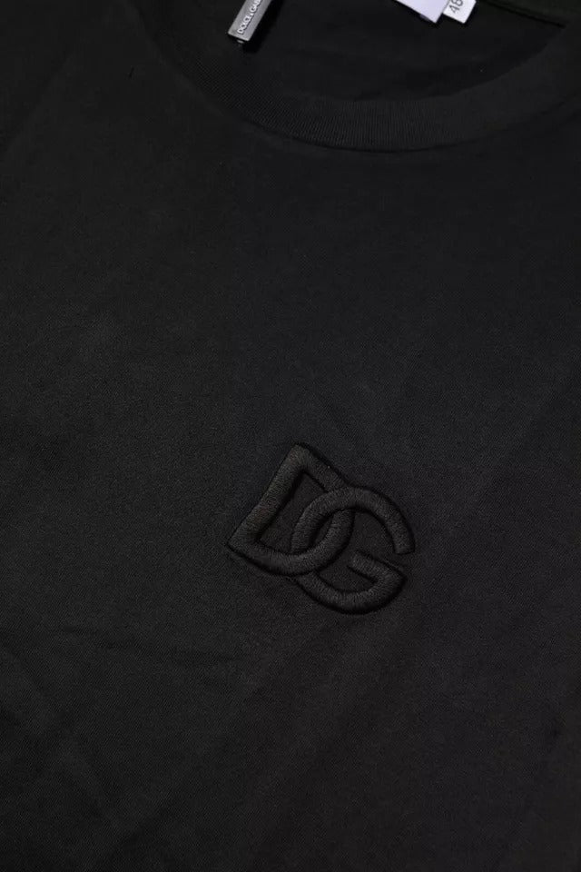 Black t-shirt with embroidered logo on front