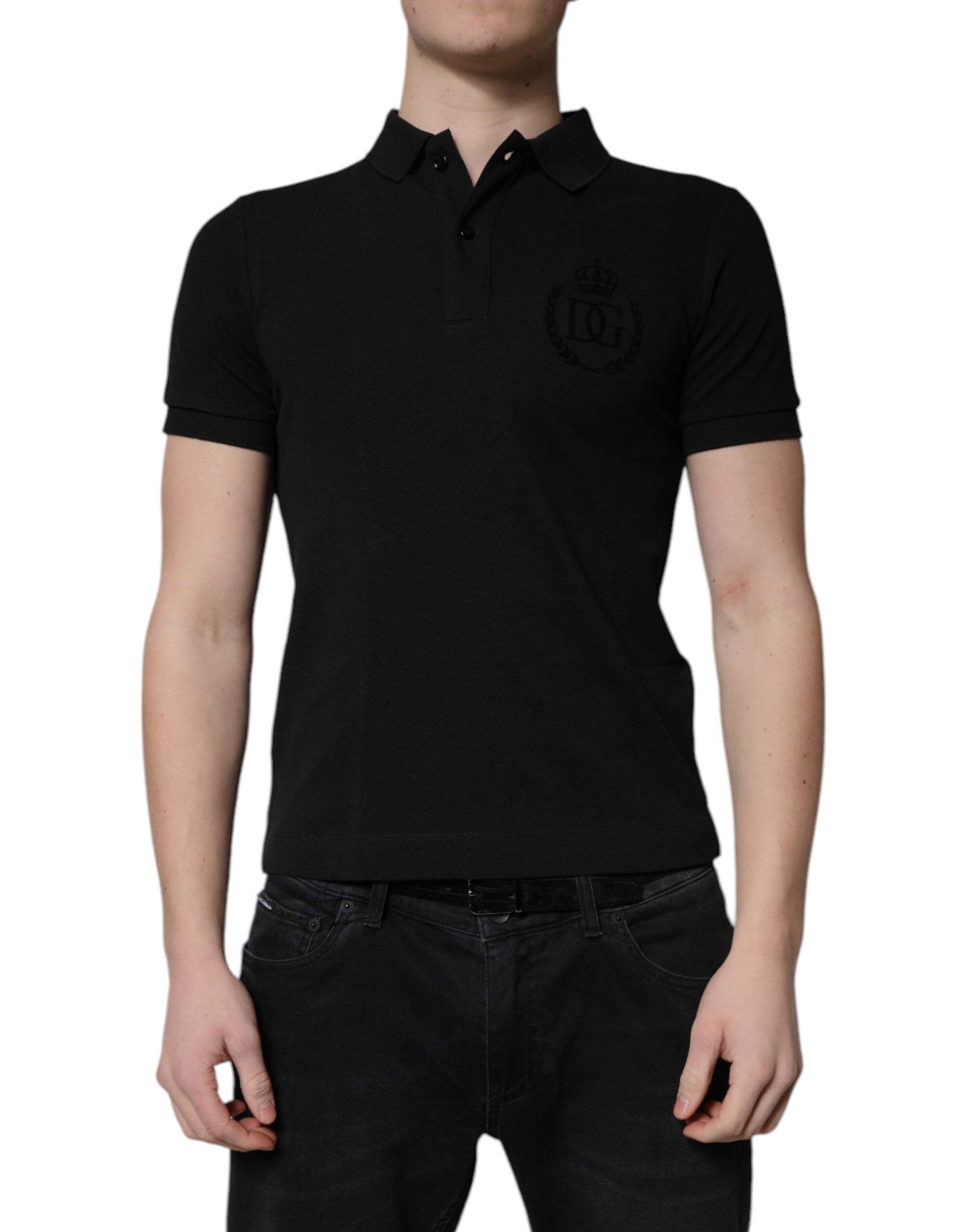 Black polo shirt on mannequin