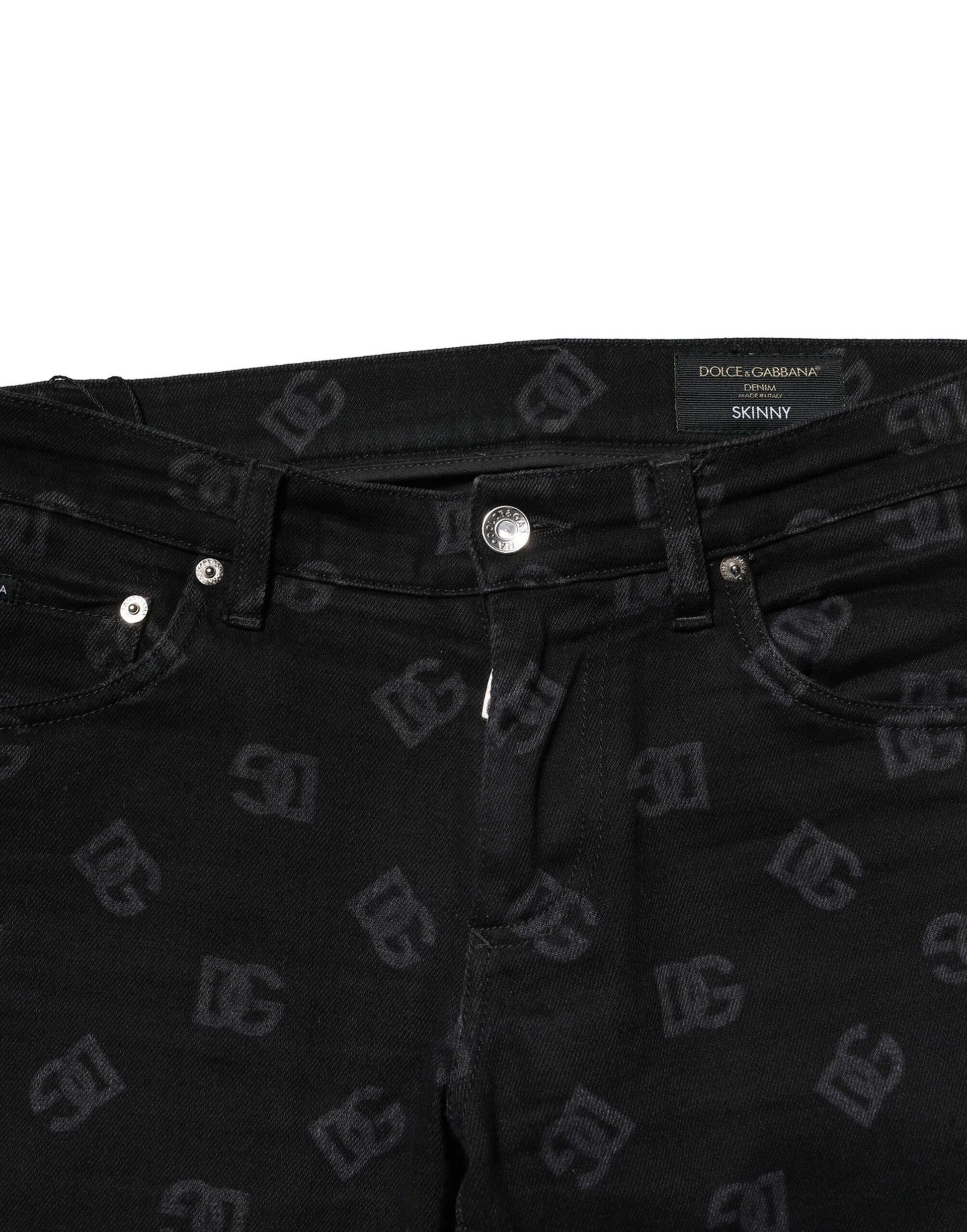 Pair of black jeans with patterned waistband