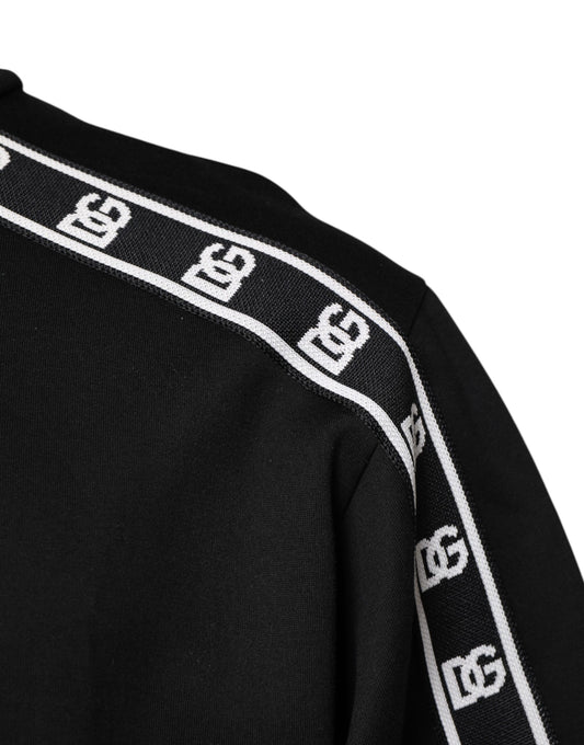 Black sweater with white GG logo on sleeve