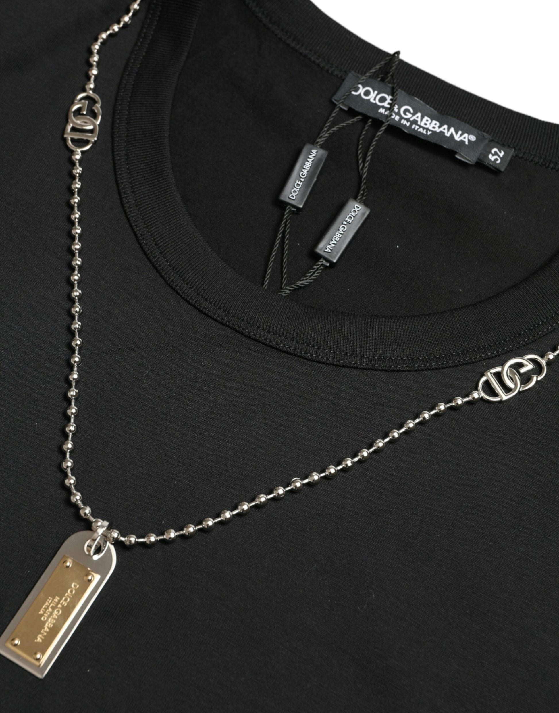 Chain necklace on black shirt