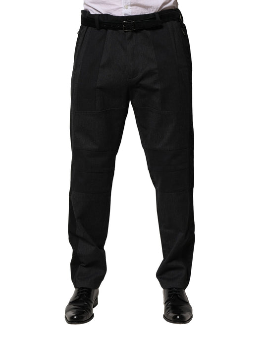 Men's black dress pants with a slim fit, made of cotton fabric