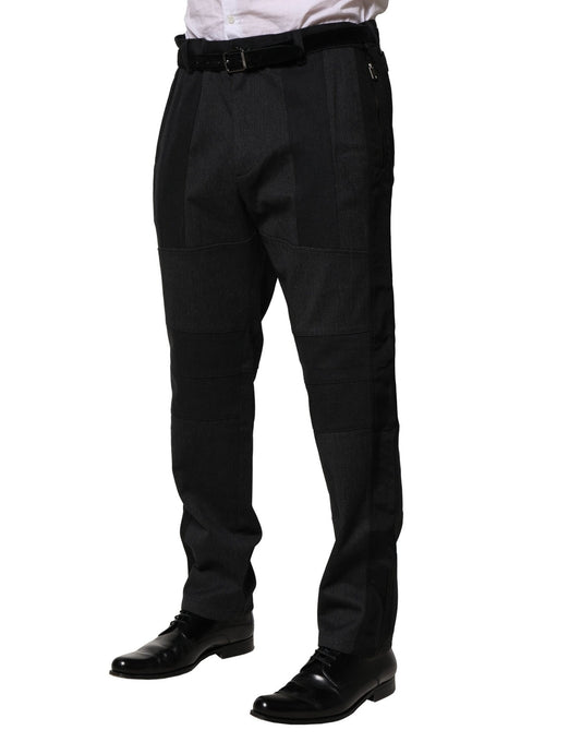 Men's black dress pants with a slim fit, made of cotton fabric