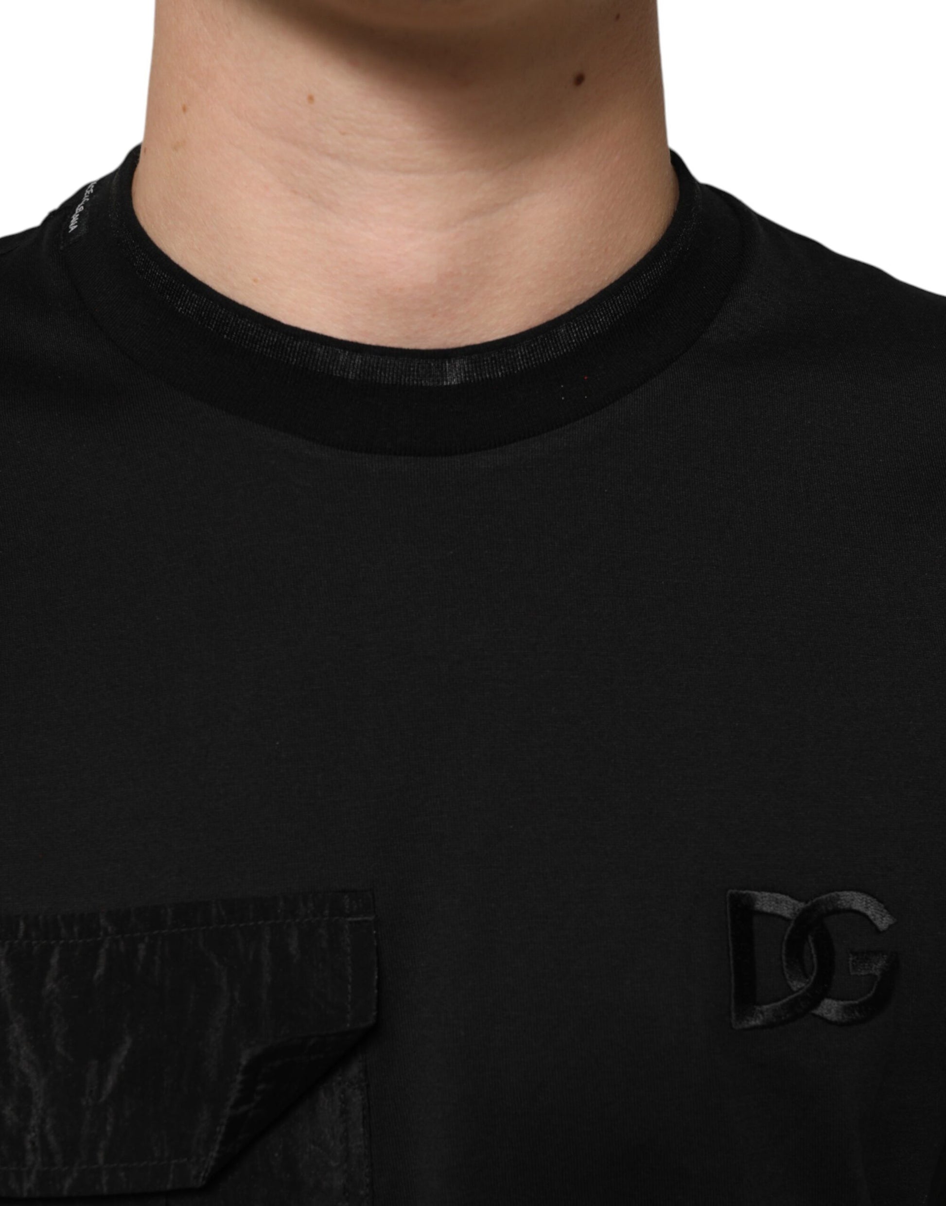Black shirt with a pocket on the left side
