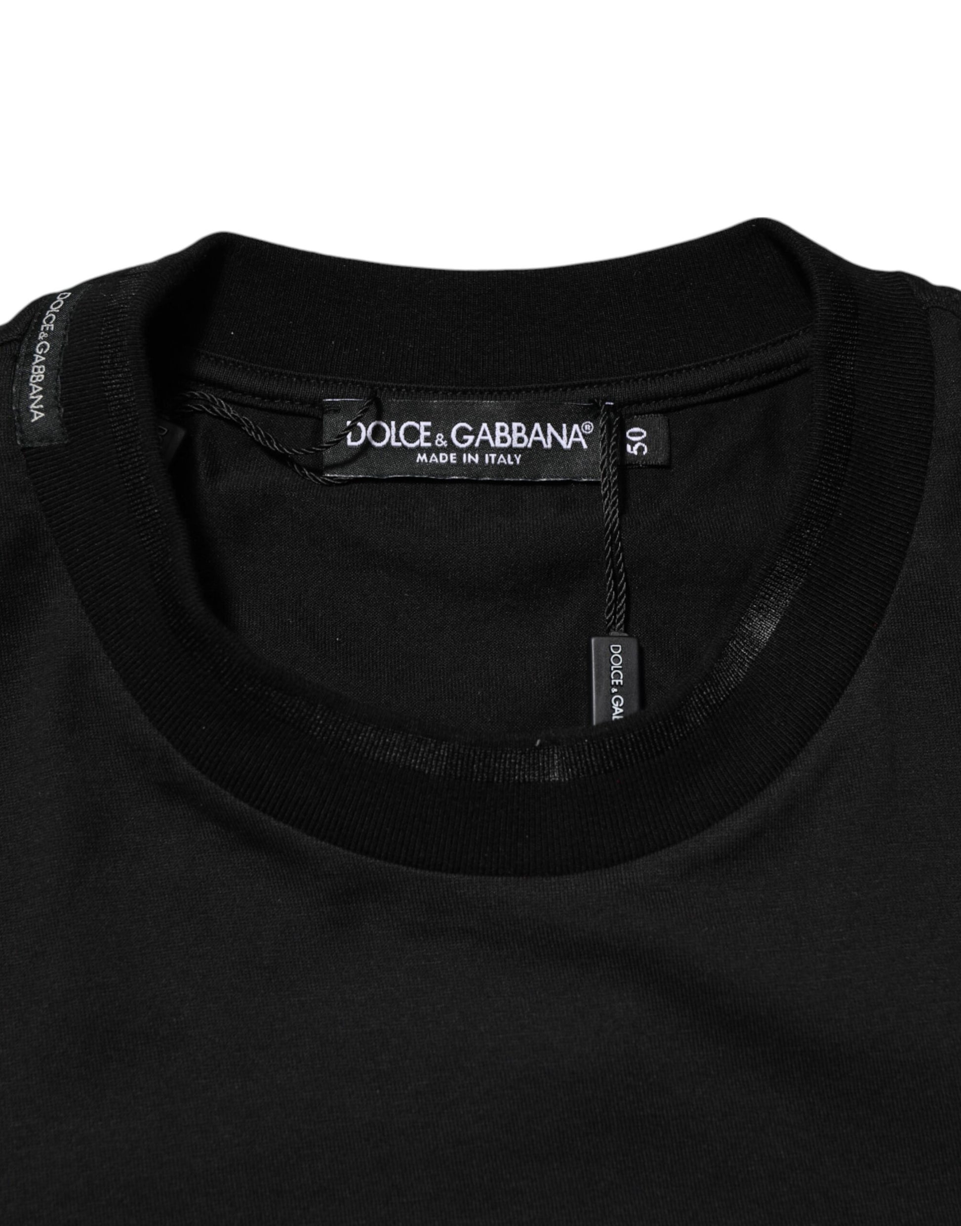 Black t-shirt with brand label on neck