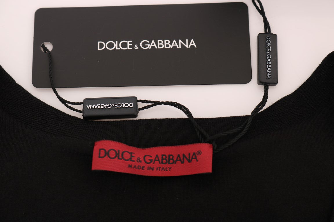 Black shirt with red label