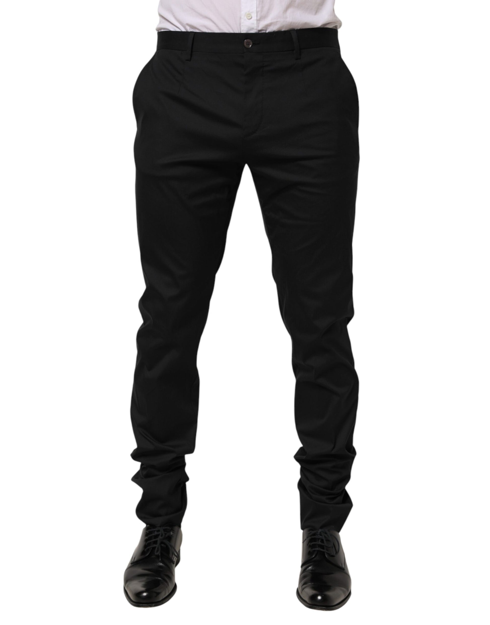 A pair of black formal dress pants from Dolce & Gabbana, made of cotton