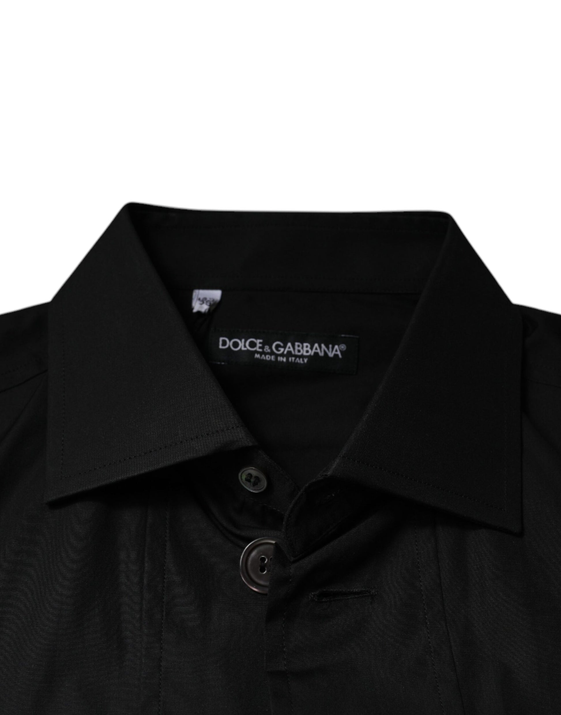 A black cotton formal long sleeve dress shirt by Dolce & Gabbana
