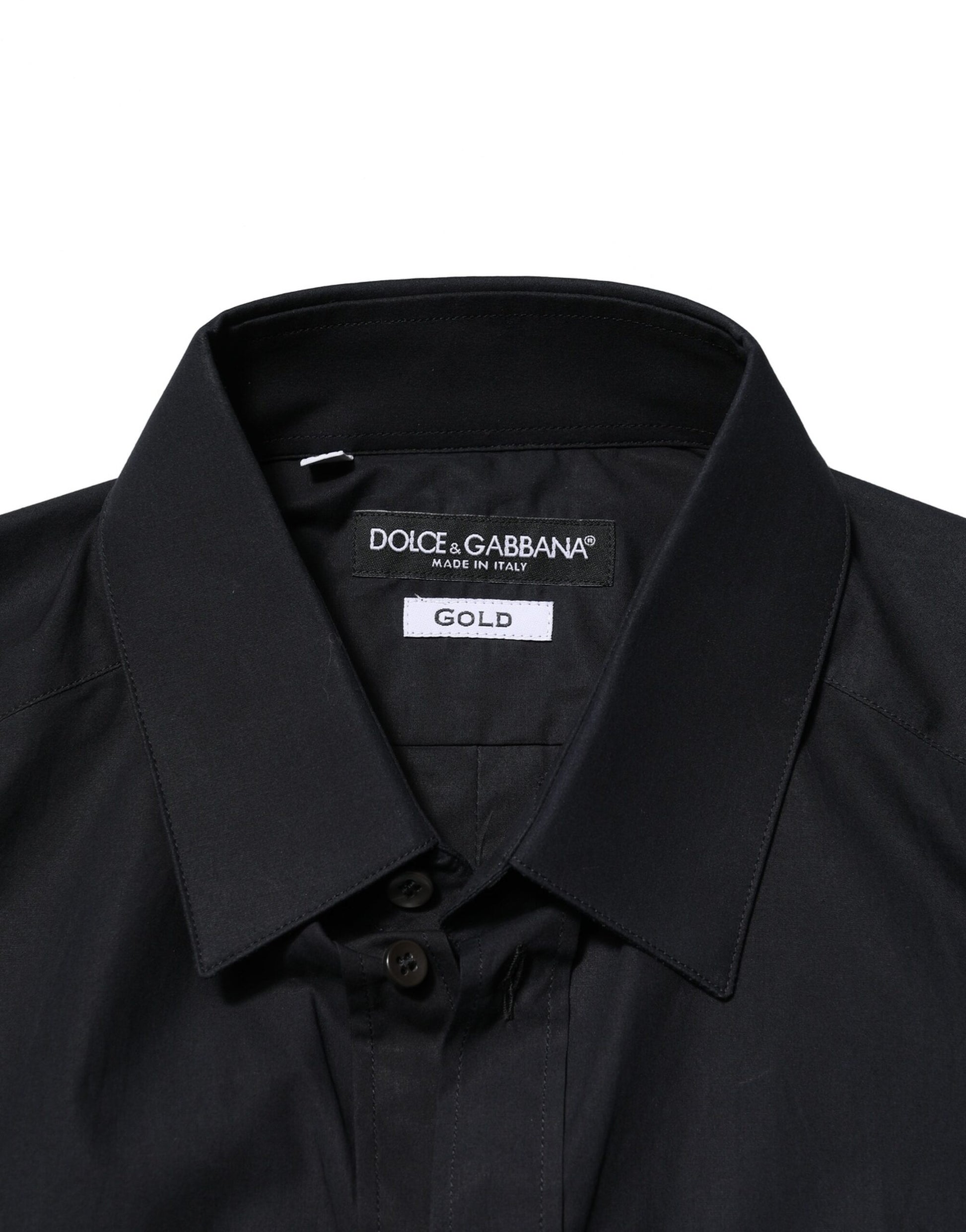 A black cotton dress shirt with long sleeves from Dolce & Gabbana