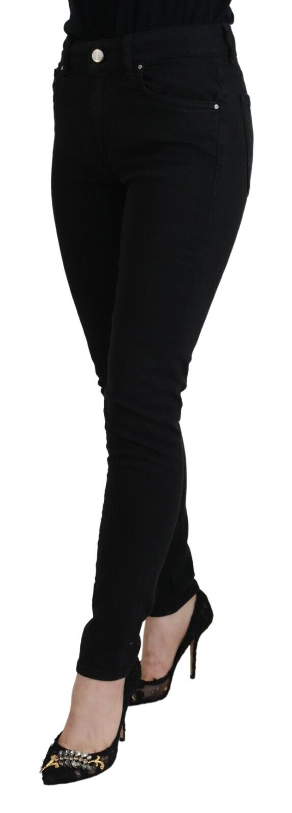 Woman wearing black pants and high heels