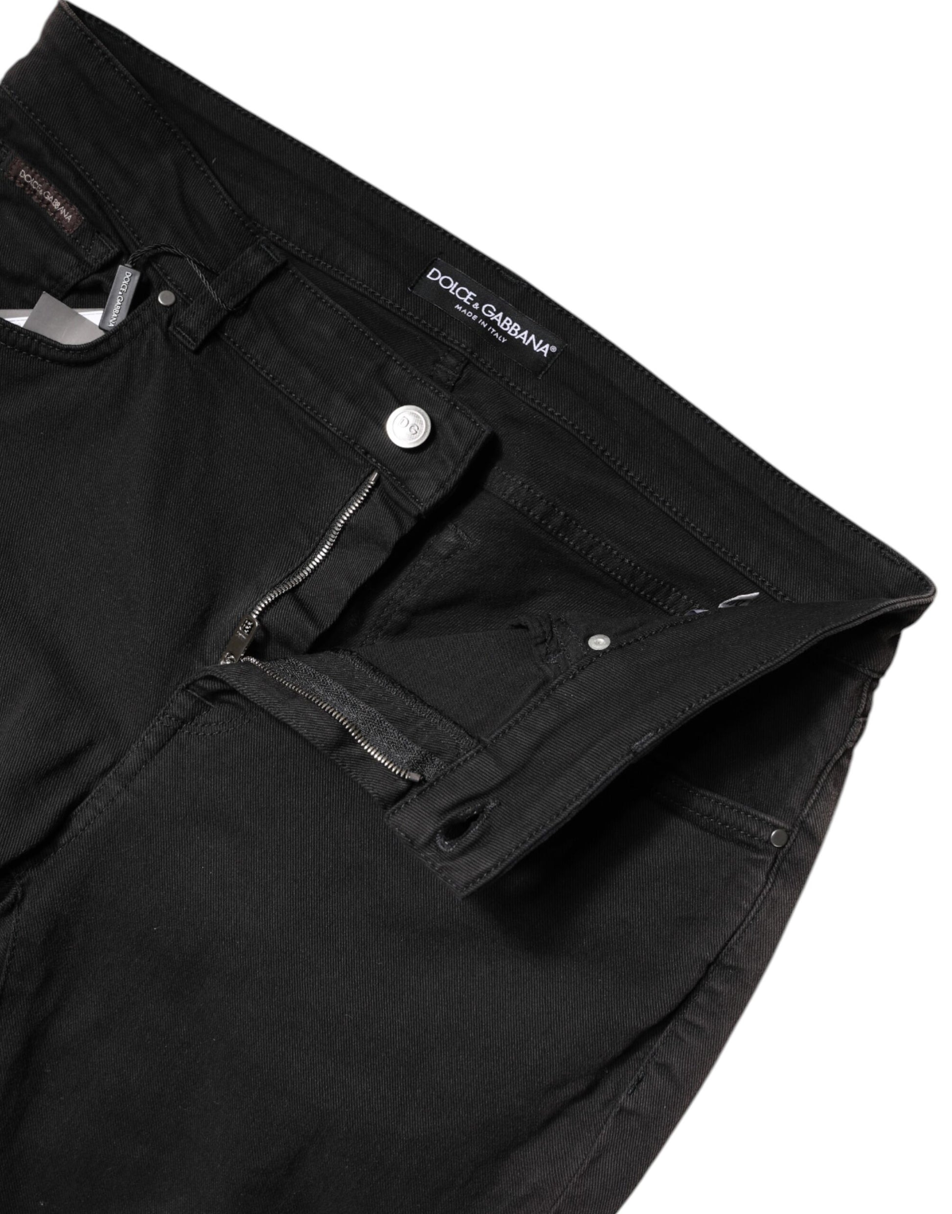 Pair of black jeans with zipper fly