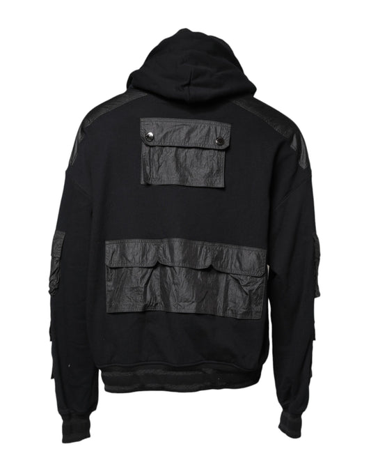 Black hoodie with zippered pockets on front