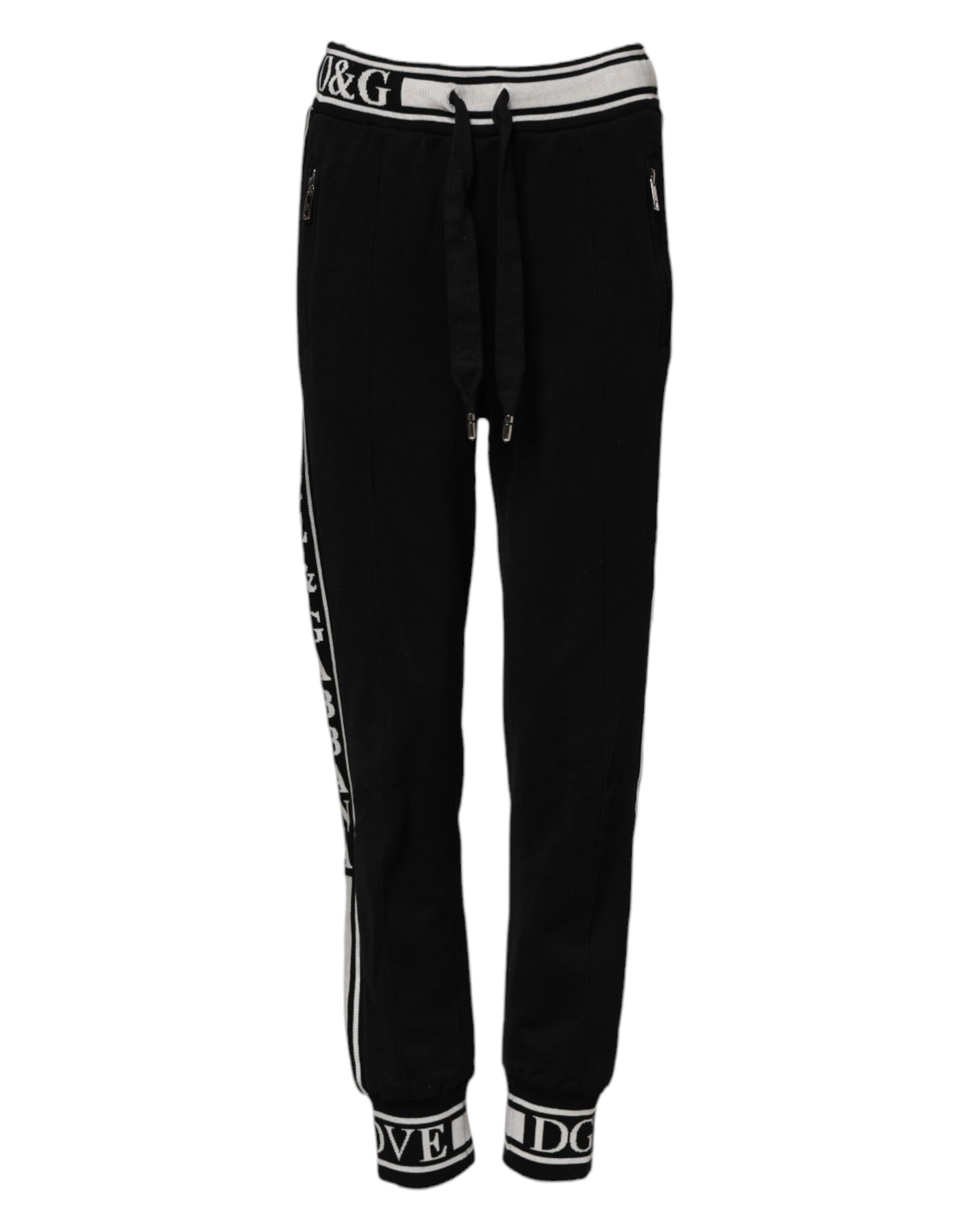 Black pants with white stripes on sides