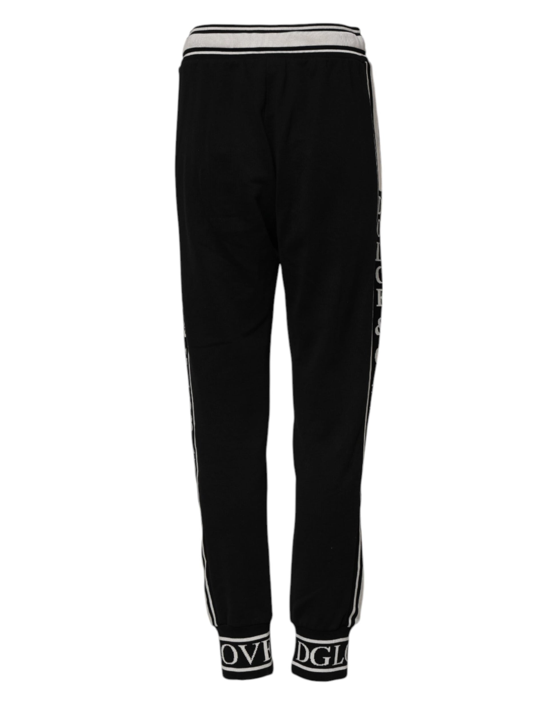 Pair of black sweatpants with white stripe on side