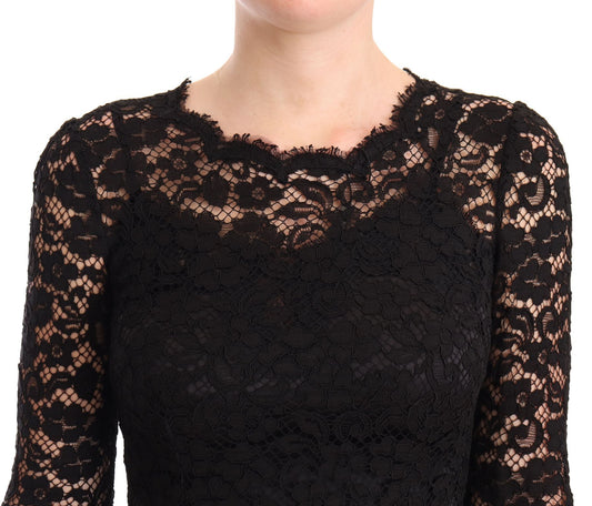 A black lace mermaid dress with long sleeves from Dolce & Gabbana