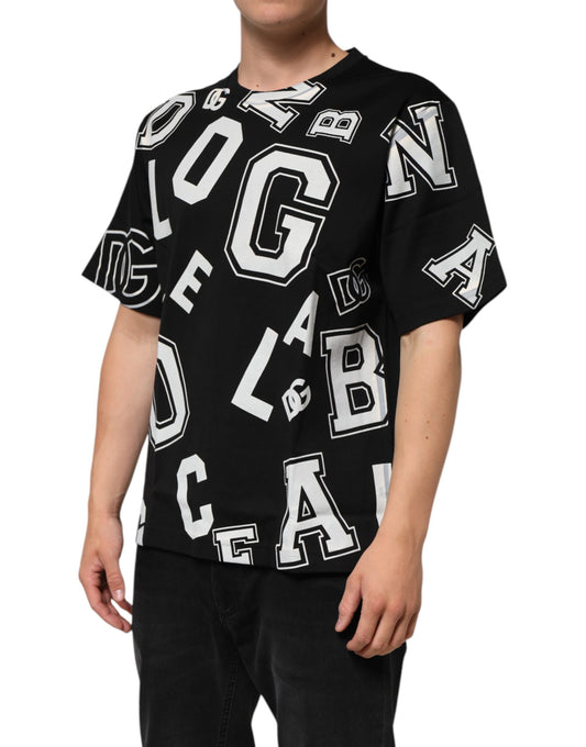 Black t-shirt with white lettering