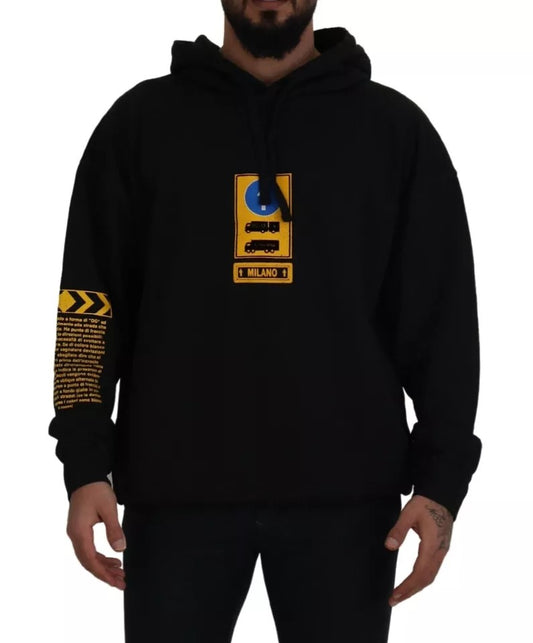 Black hoodie with yellow emblem on front