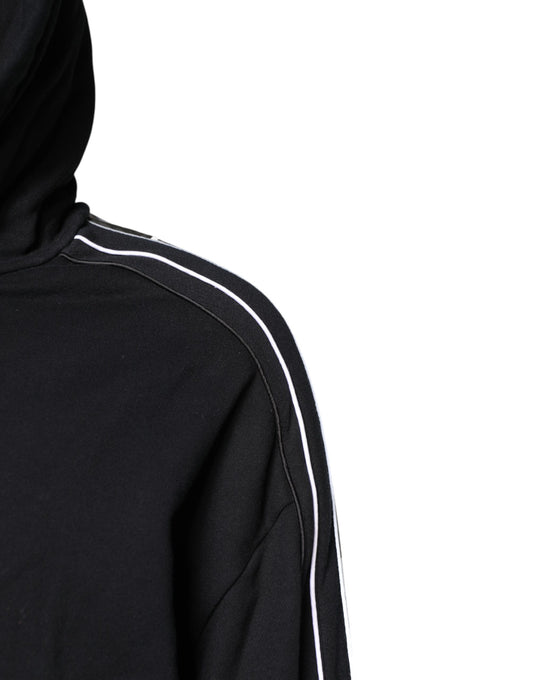Black hoodie with white stripe down side