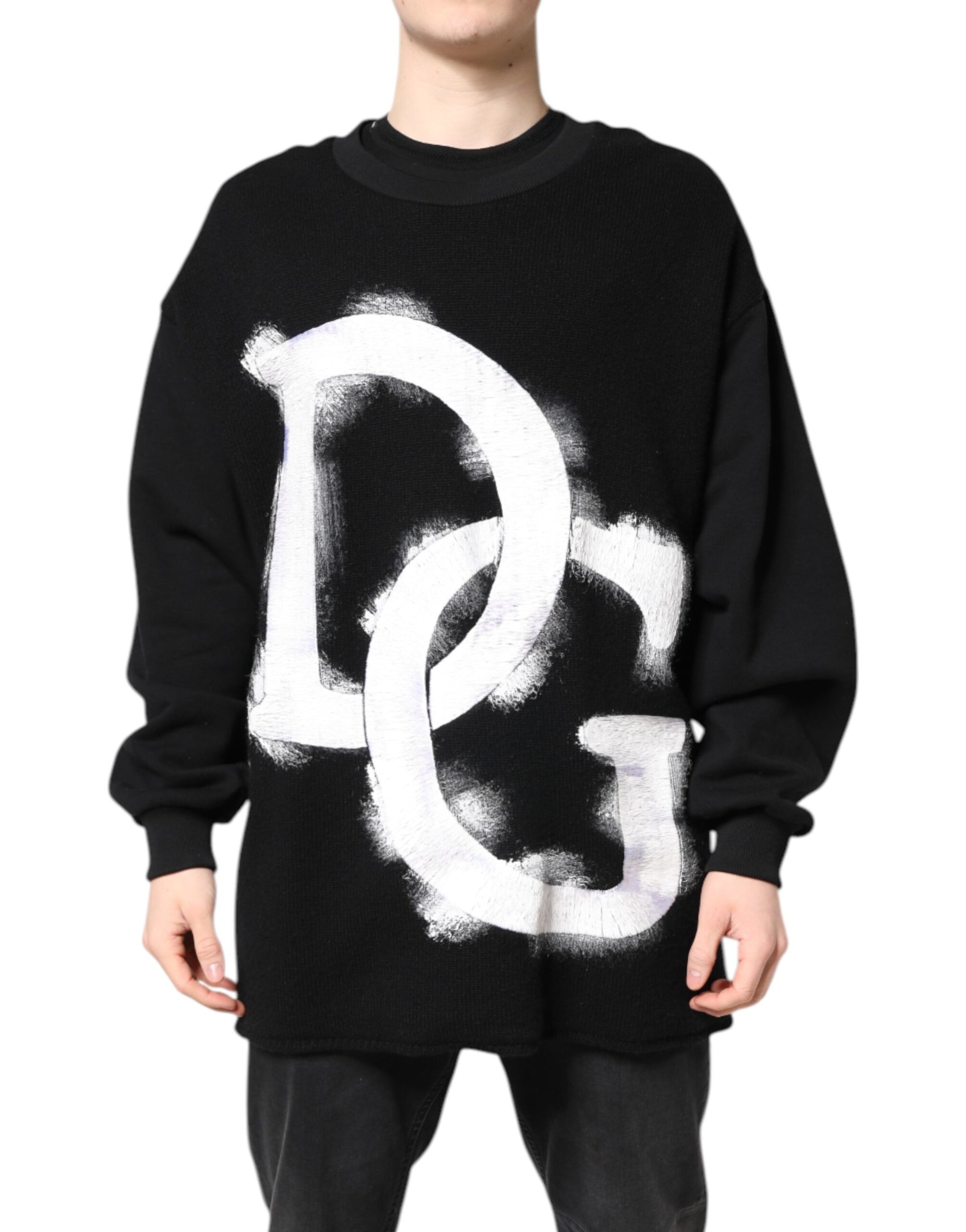 Black sweater with white letters DG
