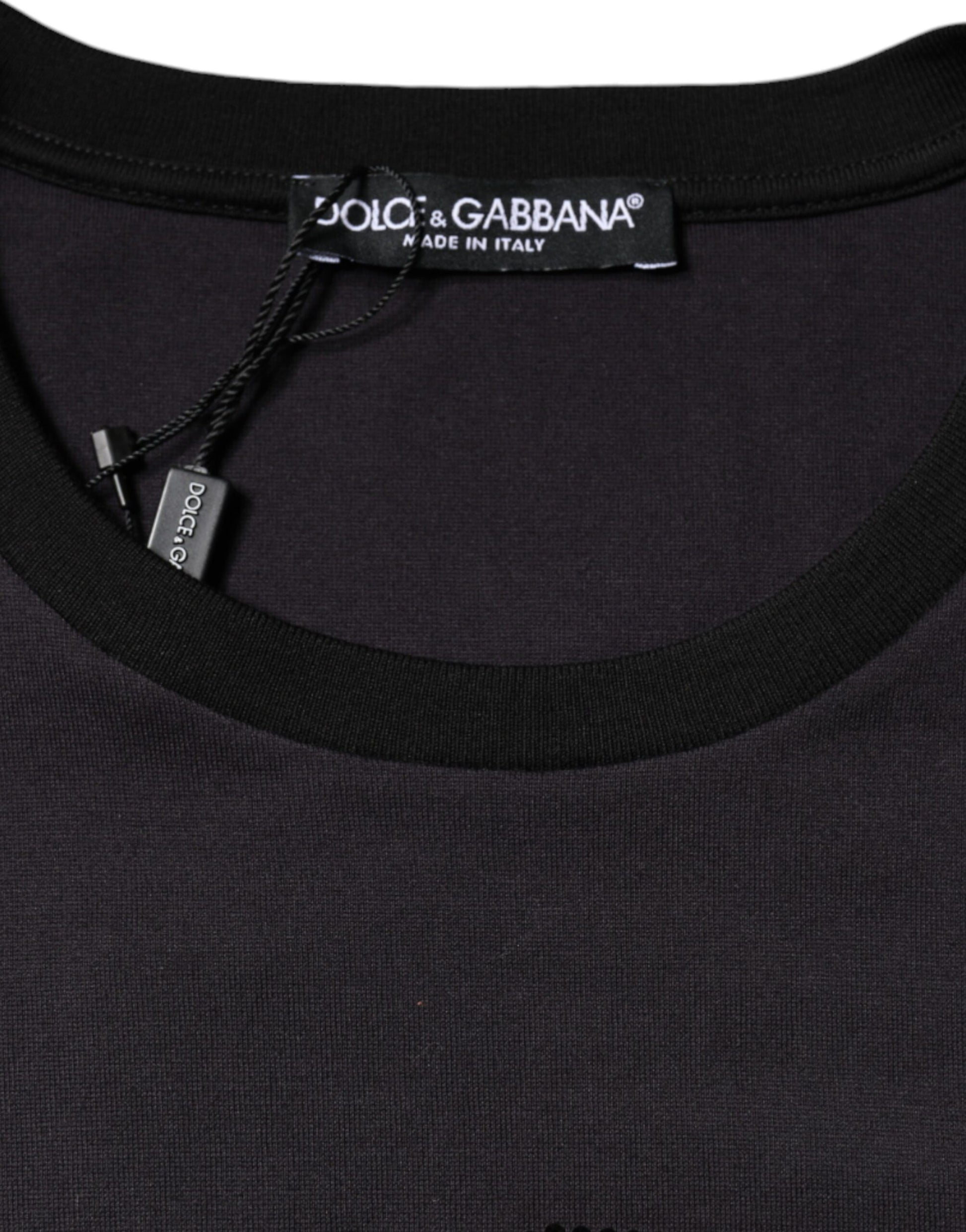 Black t-shirt with tag on neck