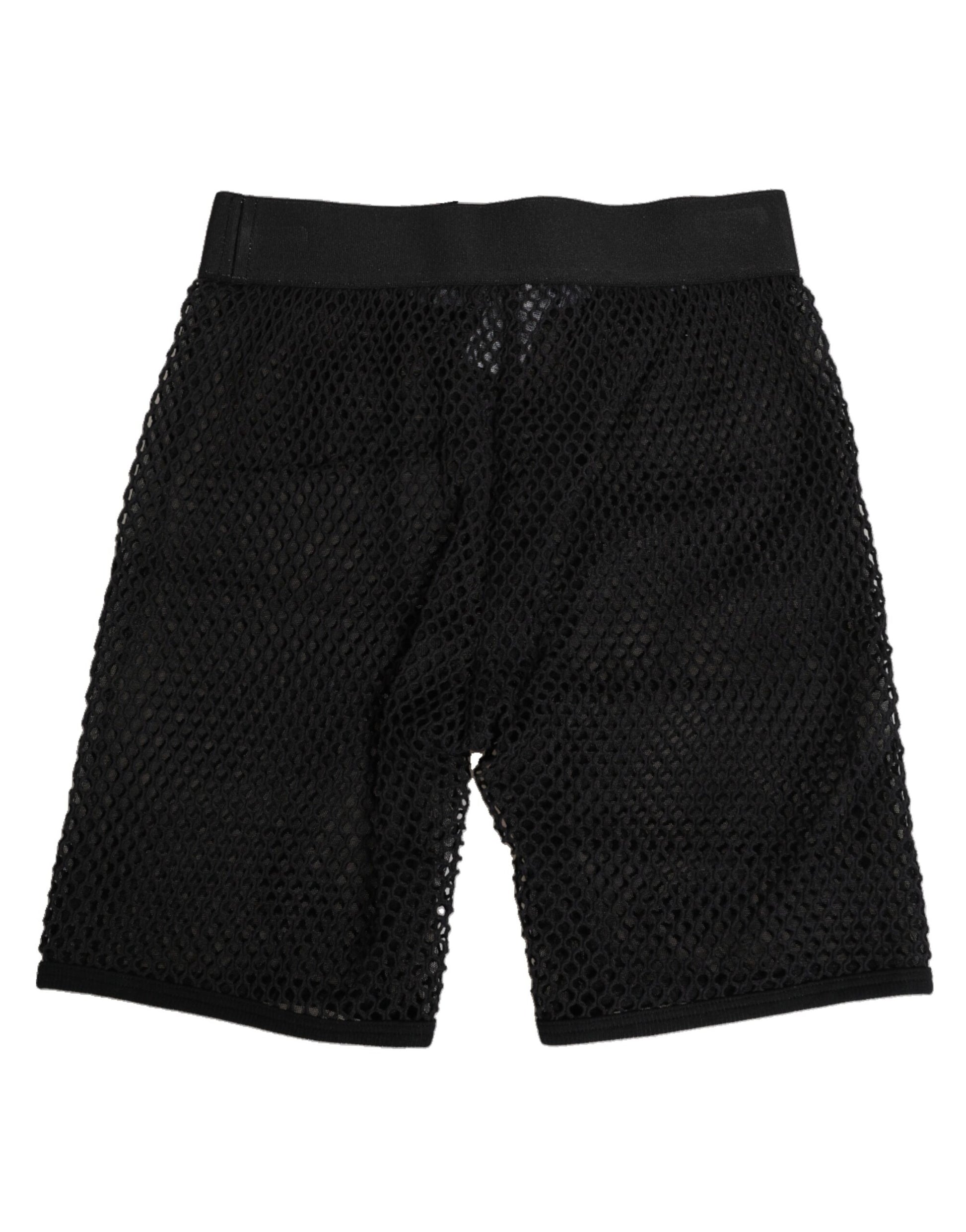 Black cotton shorts with logo detailing and midi length
