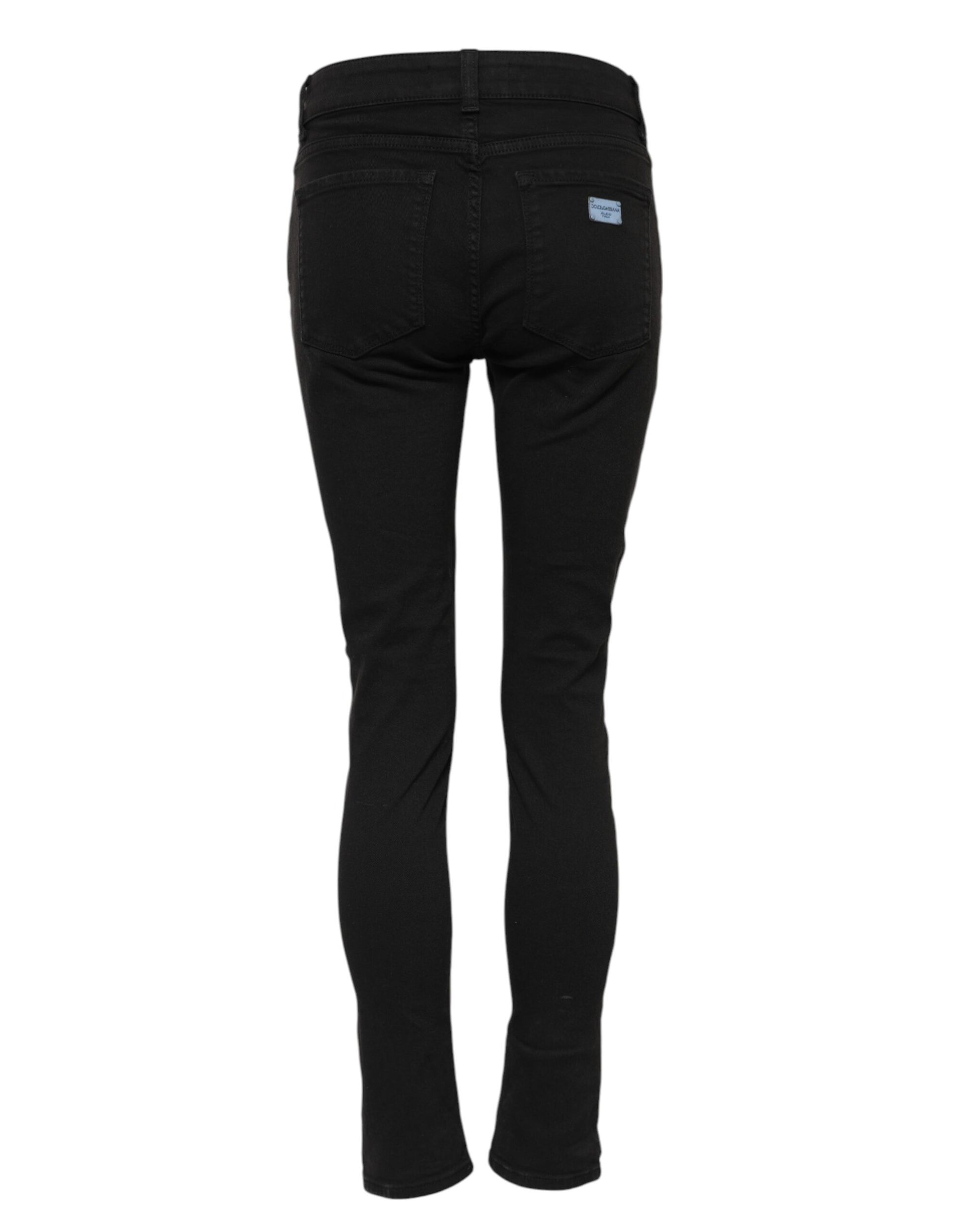 Pair of black skinny jeans with side stripes