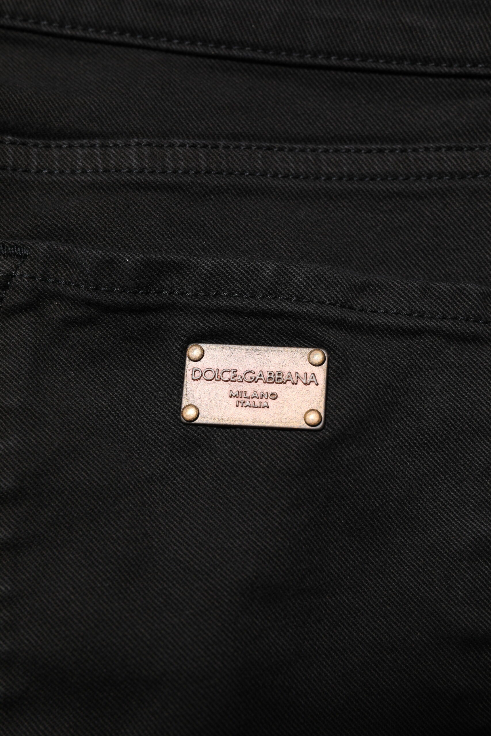 The jeans have a label on the waistband