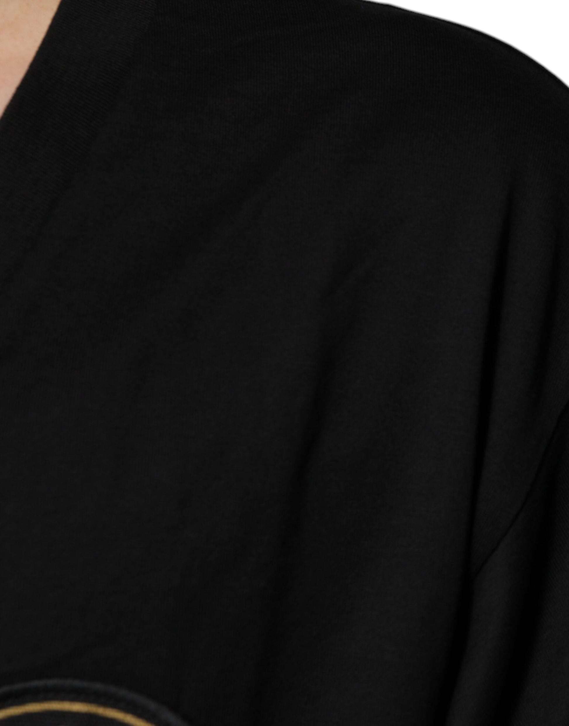 Black cotton logo v-neck short sleeve t-shirt