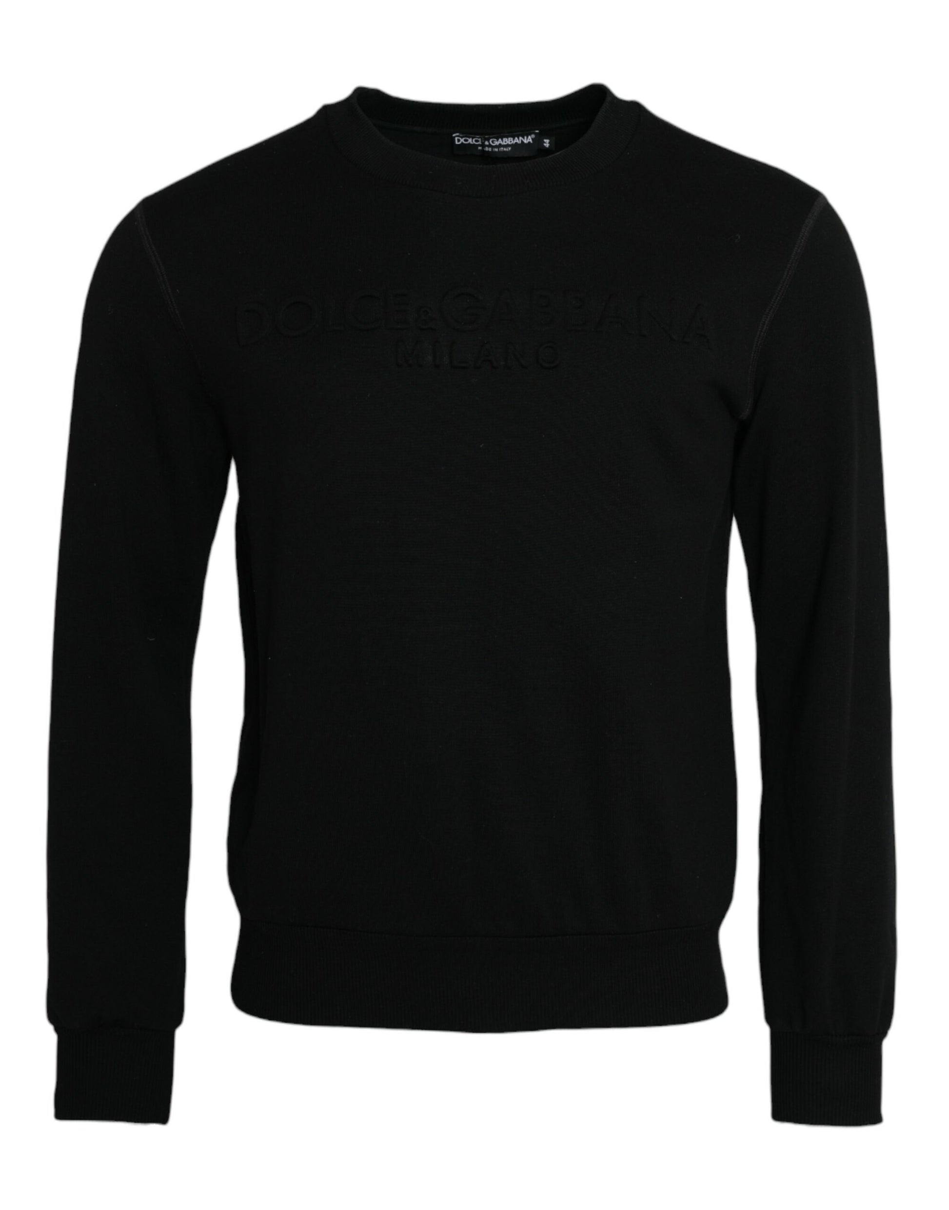 Black long sleeve sweater with horizontal stripes