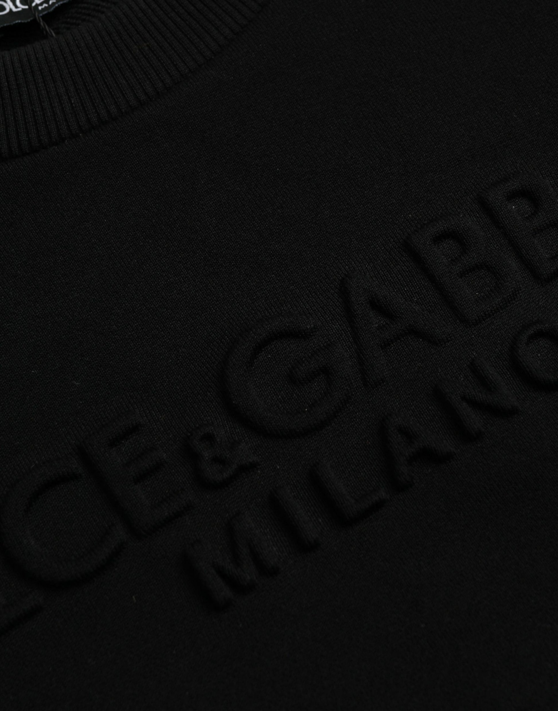 Black sweater with embroidered brand name
