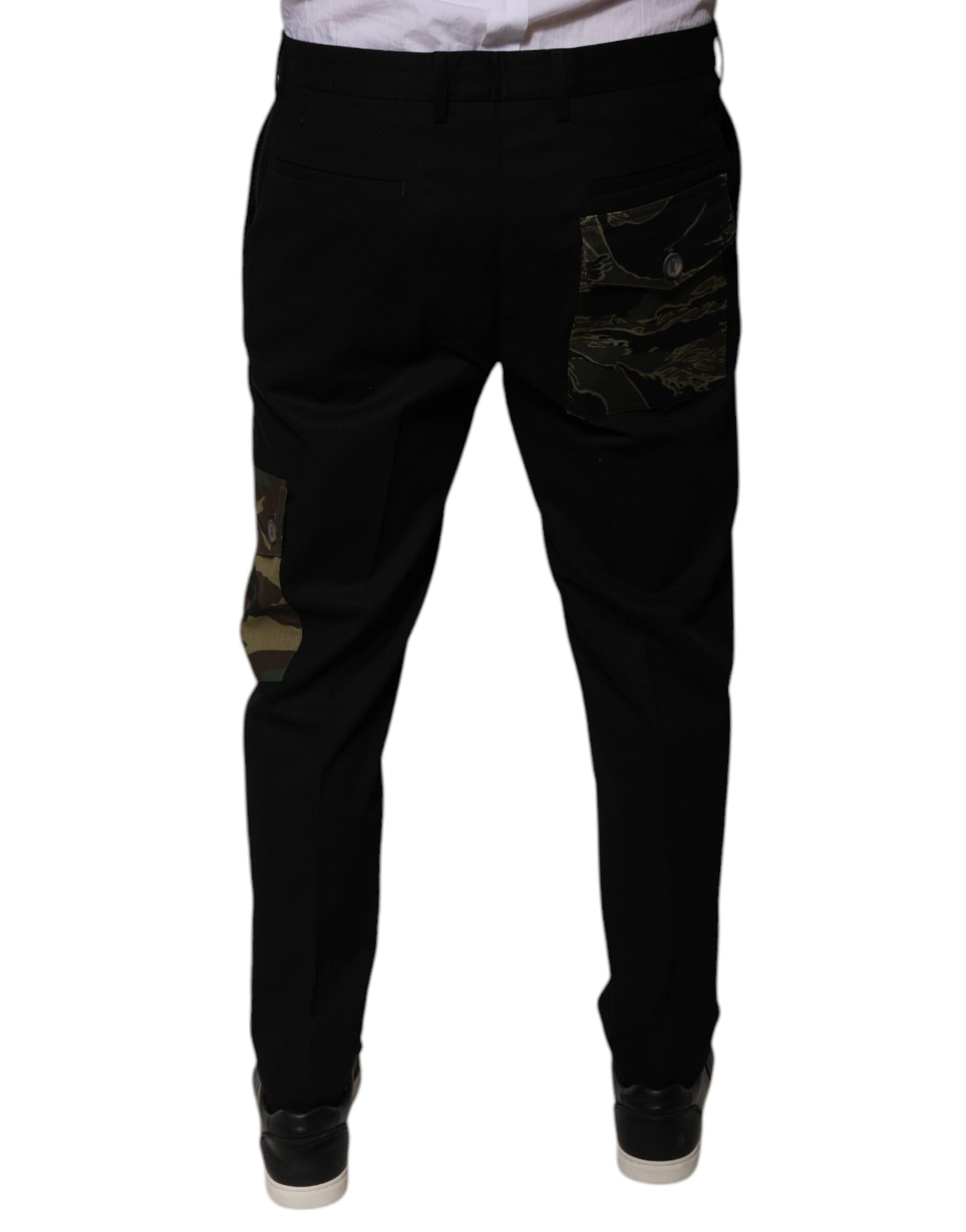 Pair of black pants with gold accents on legs