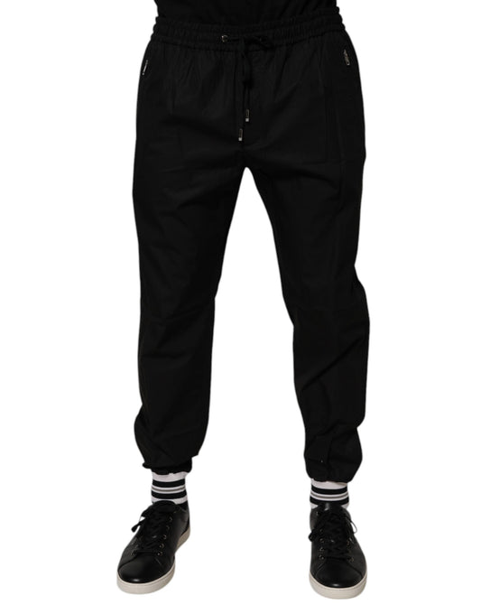Pair of black pants with drawstring waistband