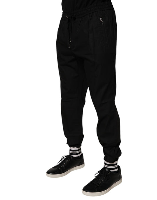 Black track pants with drawstring waistband