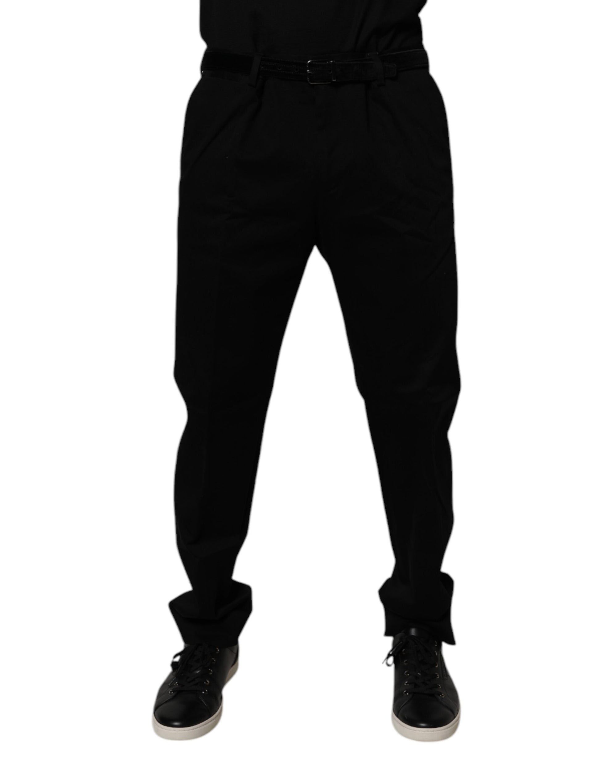 A pair of black cotton men's skinny dress formal pants from Dolce & Gabbana